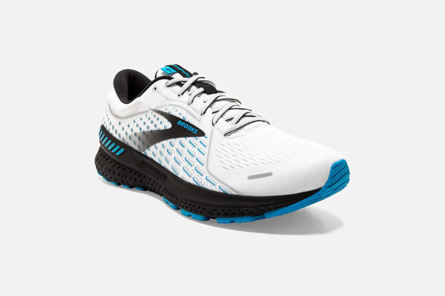 Brooks Adrenaline GTS 21 Men\'s Road Running Shoes White/Grey/Atomic Blue